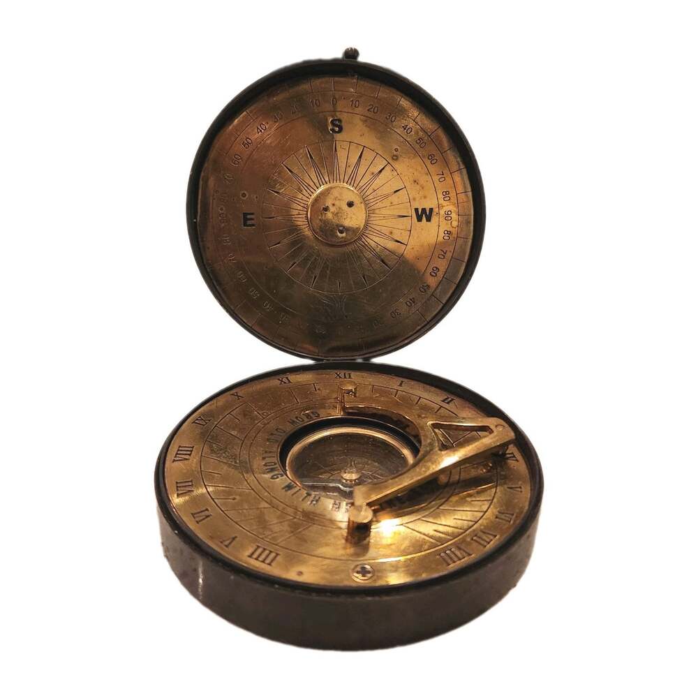 Vintage Brass? Compass Sundial Pocket Travel Navigation Nautical Collectible